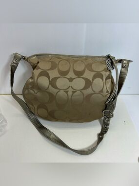 Coach Y2K Sateen Signature Hobo Bag Gold Tan 13707 bag charm